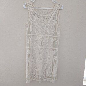 Express Lace Sheer Mesh Y2K 90s Mini Bodycon Party Holiday Dress Size XS